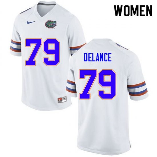 Women's Florida Gators #79 Jean DeLance NCAA Nike White Authentic Stitched College Football Jersey ZAG6862JD